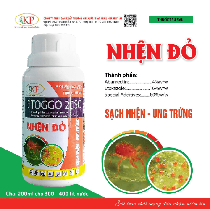 Nhện Đỏ ETOGGO 20SC – Sạch Nhện, Ung Trứng