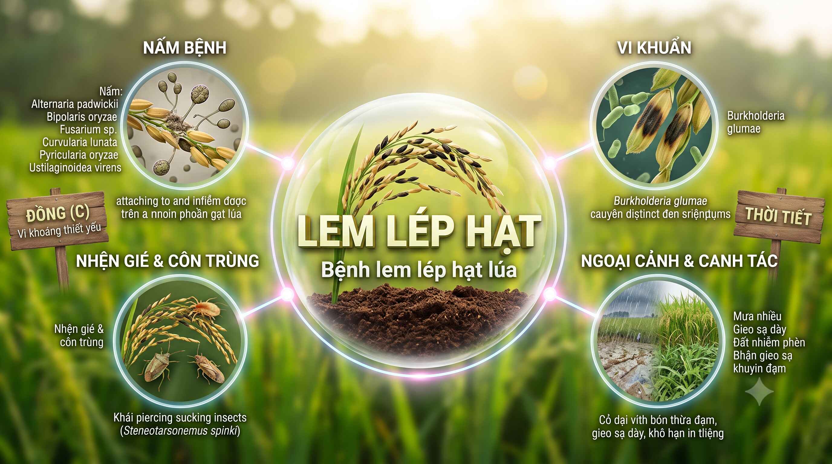 Nguyên Nhân Lúa Bị Lem Lép Hạt & Cách Phòng Trị Hiệu Quả Nhất