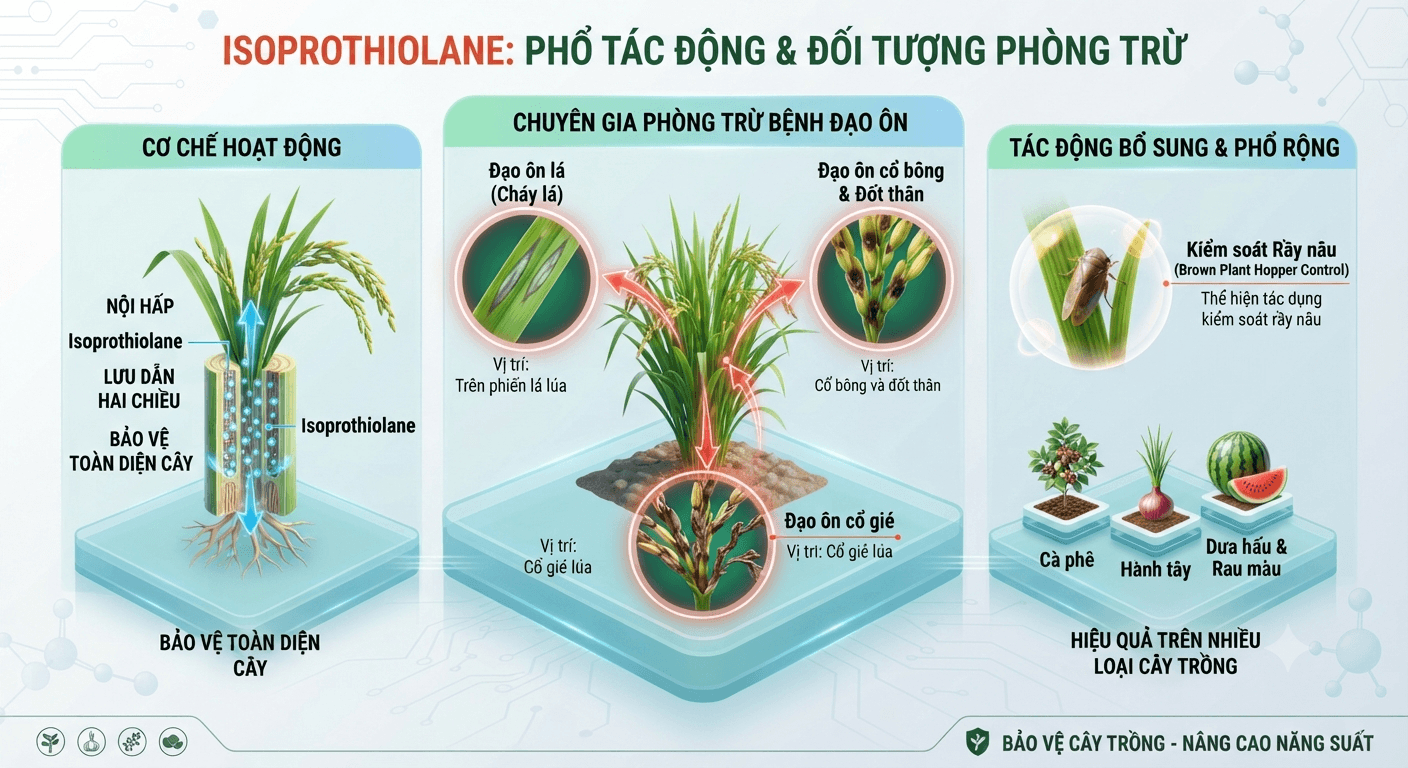 Isoprothiolane – Hoạt chất đặc trị đạo ôn, nội hấp mạnh cho cây lúa