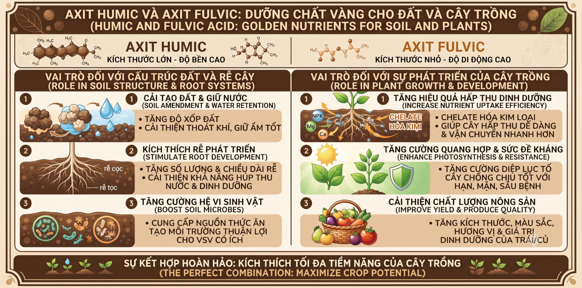 Axit Humic-Fulvic Là Gì? Cơ Chế Và Công Dụng "Thần Kỳ" Cho Cây Trồng