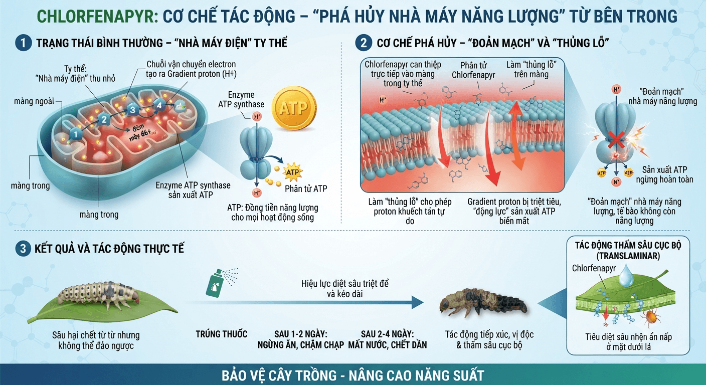 Chlorfenapyr Là Gì? Cơ Chế "Độc Đáo" & Công Dụng Trừ Sâu, Nhện Trong Nông Nghiệp